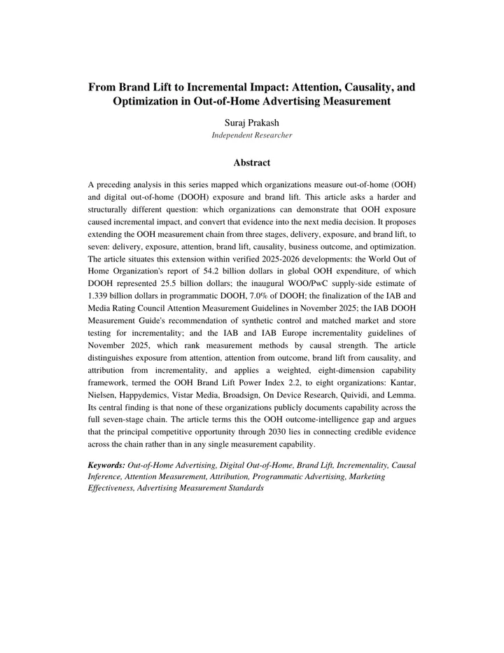 First page of the paper From Brand Lift to Incremental Impact