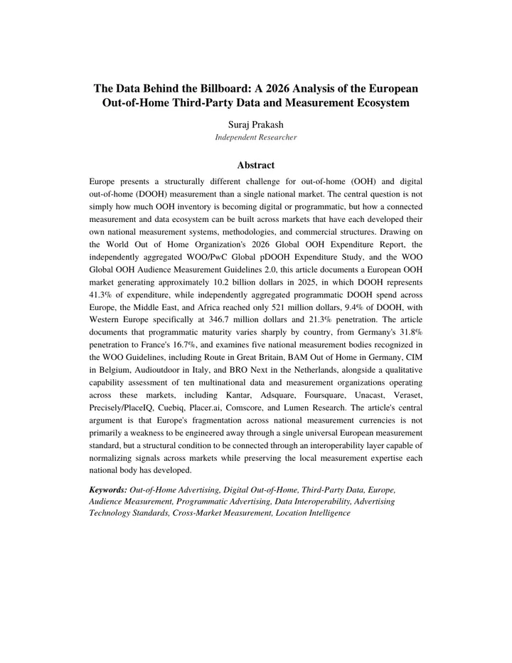 First page of the paper The Data Behind the Billboard: Europe