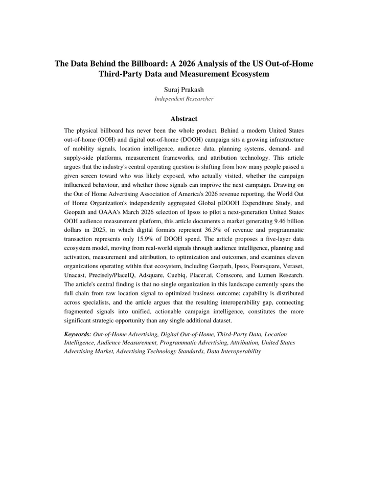 First page of the paper The Data Behind the Billboard: United States