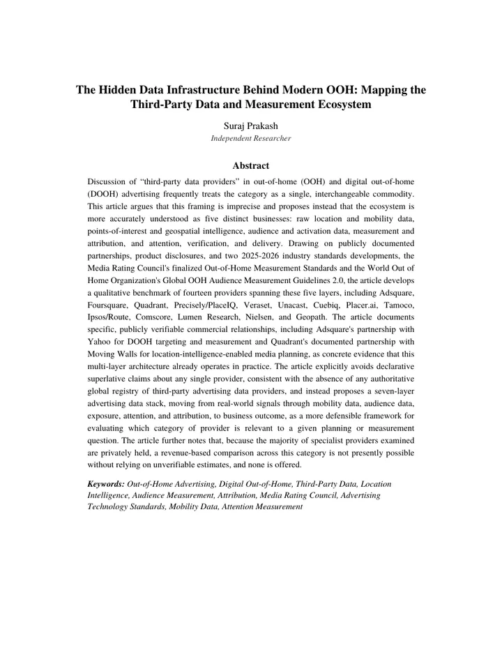 First page of the paper The Hidden Data Infrastructure Behind Modern OOH