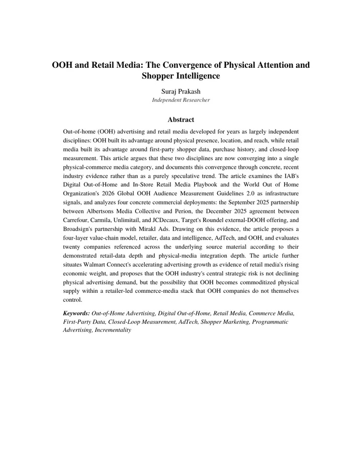 First page of the paper OOH and Retail Media